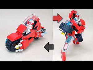 Lego motorcycle transforming robot