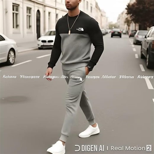 2 Pcs Men's Micro Printed Sweatshirt Track Suit