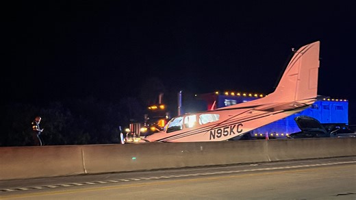 Watch as airplane lands on top of car on I-95 in Florida