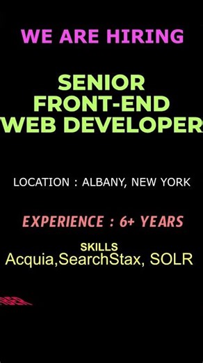 SENIOR FRONT END WEB DEVELOPER #job #softwaredeveloper #softwareengineer