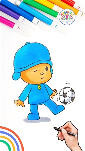 Pocoyó Drawing | Draw Pocoyo Playing Football Easy Tutorial 🌈⚽️ #pocoyo #drawing #football