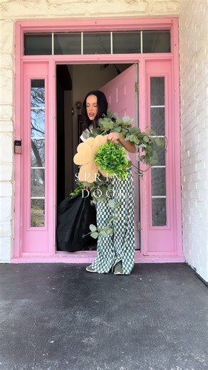 The Pink Spring Door is officially loading and… We aren’t skipping Patty’s day completely :) #diyhomedecor #springfrontporch #springdecorating #springdecor