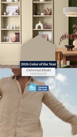 Universal Khaki is both timeless and contemporary, bringing a sense of classic comfort to your home for years to come. Available exclusively at Lowe’s. | HGTV Home by Sherwin-Williams