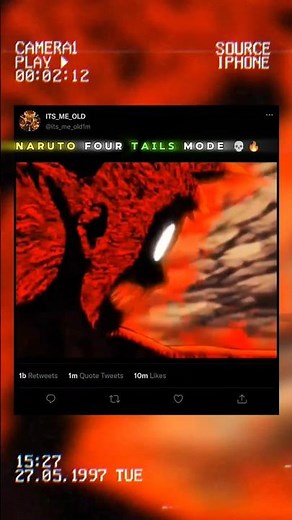 Naruto transformed into four tails mode 💀🔥 #shorts #naruto