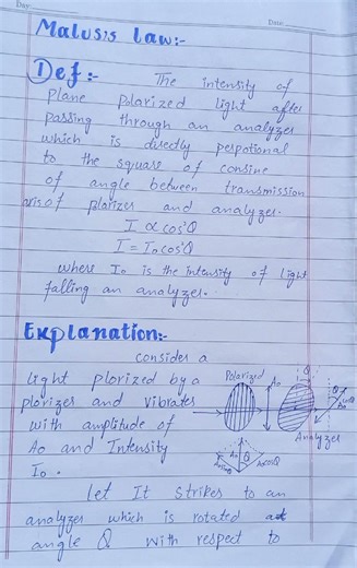 class 11 chapter no 8 physics important long question * Malus,s law *