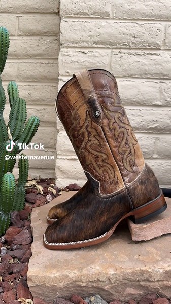 Brown Cowhide — natural texture, durable build, and true western character.🔥 Everyday boots with real cowboy style. #WesternAvenue #CowhideBoots #TikTokShopFinds #WesternStyle #MensOutfit