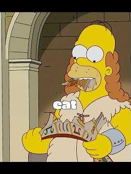 Homer is waving a blanket and dancing.