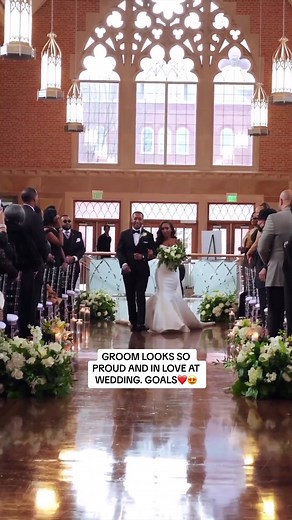 Heartwarming Wedding Moment: Groom's Proud Reaction to Bride Walking Down the Aisle