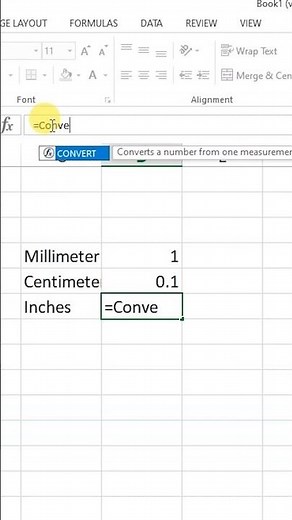 Convert Millimeter into Inches in Microsoft Excel #inches #excel #shorts