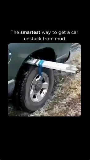 AI | Technology | Business on Instagram: "Stuck in mud? This simple trick can save your car. 🚙💡 When tires spin in mud, they lose traction because the ground turns soft and slick. More gas just makes it worse. The fix isn’t speed, it’s leverage. By securing a sturdy plank or board to the wheel, you instantly extend the tire’s surface. As the wheel turns, the board bites into firm ground, lifts the vehicle, and gives it the grip needed to climb out. In seconds, the car can “walk” itself free, n