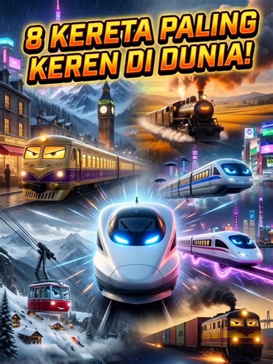 🚆🔥 Kereta bukan cuma alat transportasi... ada yang kecepatannya bikin melongo, desainnya seperti dari masa depan, sampai yang terlihat seperti keluar dari film sci-fi! 😱⚡ Di video ini kita akan melihat 8 kereta paling keren di dunia 🌍🚄 Turut berdukacita atas kejadian KRL & KA Argo Bromo 🌹 Mulai dari kereta super cepat, desain unik, hingga teknologi yang bikin kagum! Mana yang menurutmu paling keren? 🤔👇 🚄 Kereta masa depan ⚡ Kecepatan luar biasa 🌍 Dari berbagai negara 🔥 Nomor terakhir 