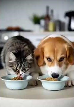 “Cutest Cat and Dog Eating Combo Ever! 🐱🐶”