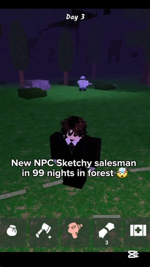 New NPC Sketchy salesman🤯in 99 nights in forest#99nightintheforest #roblox