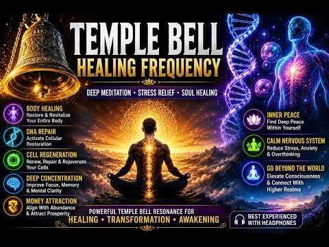 Sacred Temple Bells for Deep Sleep, Body and Mind Healing, Stress Relief, Soul Awakening