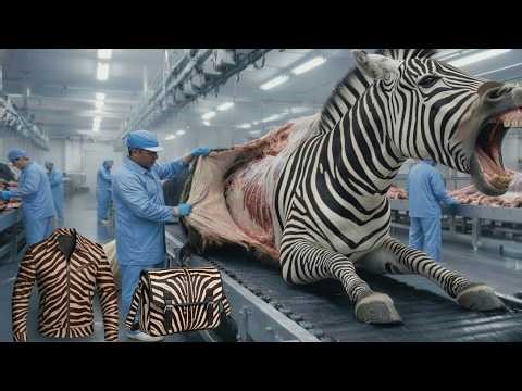 🔥 Inside the Zebra Leather Factory 😱 | From Raw Skin to Luxury Products 🐾✨