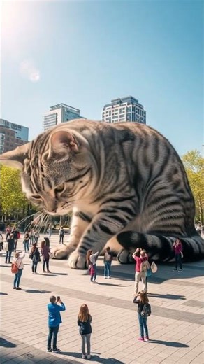 Colossal Cat Takes Over the City Park! 😱 Giant Tabby