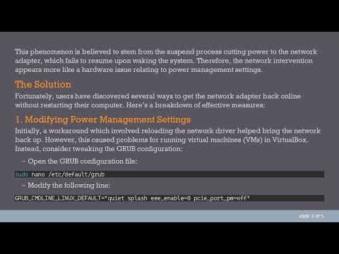Fixing Network Card Issues on Resume from Suspend in Ubuntu 24.10