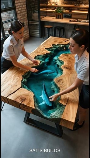 This Epoxy Ocean Table is Unreal 🤯 #epoxy_table #viral #shorts #satisfyingbuild