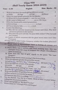 Class-VIII(Half Yearly Exam 2024-2025)Time : 2.30EnglishMax... | Filo