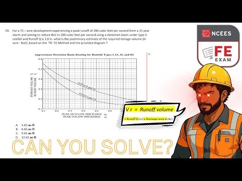 FE Exam Review 59 – Hydrology Problem TR-55 Storage Volume #civilengineer #FECivil #usa