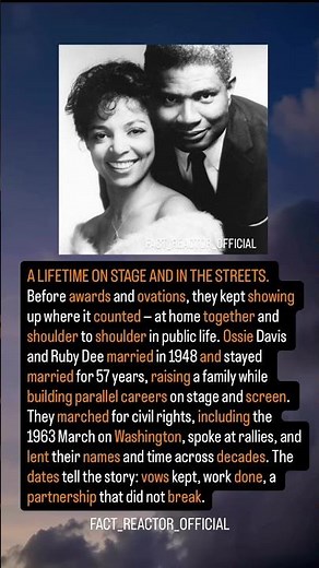 Ossie Davis & Ruby Dee — 57 years and civil rights | #YouTubeShorts #OldHollywood