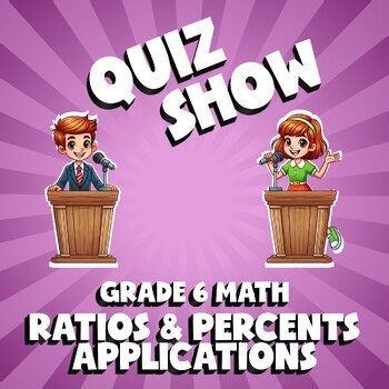 Ratios & Percents Applications QUIZ SHOW Math Game - No Prep Grade 6 Review