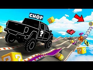 GTA 5 FLYING OFF THE MEGA RAMP WITH MYSTERY CARS AND CHOP