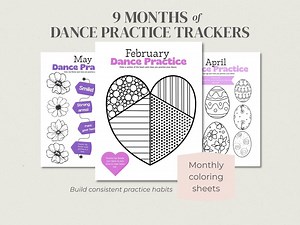 Dance Practice Tracker Printable | Monthly Coloring Sheets (ages 4-10, PDF Download) - Etsy Canada