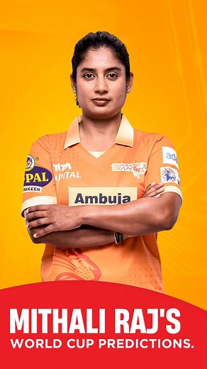 1.9K views · 28 reactions | The #CWC23 fever is intensifying!  : Our Mentor #MithaliRaj predicts the 4️⃣ semi-finalists, the leading run-scorer, and the leading wicket-taker. #GiantArmy, what are your predictions? 樂 #GujaratGiants #Cricket #BringItOn #Adani | Gujarat Giants | Facebook