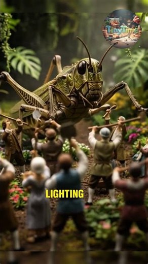 "Tiny Heroes Defend Their Village from a Locust Invasion!"