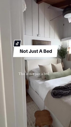 How did we get a dresser and a bed in our 9’ x 10’ bedroom?!? There wasn’t room for both so we found this Dalton Storage Bed from @castleryus that solved our dilemma as its two in one - and it’s gorgeous too! It has one large drawer at the end and two on the sides that fit so many things. It works as a dresser for clothes or storage for extra bedding. We paired it with their Seb Nightstand. We love it! ❤️ #AtHomeWithCastlery #homedecorideas #homedecortips #homemakeover . . #houseoftiktok #bedroo
