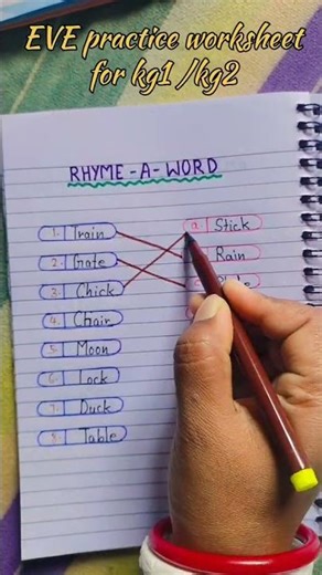 Practice Worksheet// Rhymes A Word//for class one