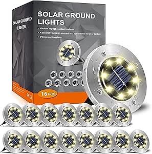INCX Solar Lights Outdoor Waterproof,16 Pack Solor Ground Light for Outside, Solar Garden Lights Landscape Lighting for Patio Pathway Lawn Yard Deck Driveway Walkway, Warm White