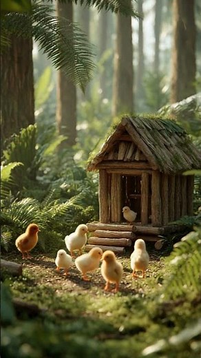 “Colorful Baby Chicks Living in a Tiny Wooden Jungle House#babychicks #realisticvideo #junglelife