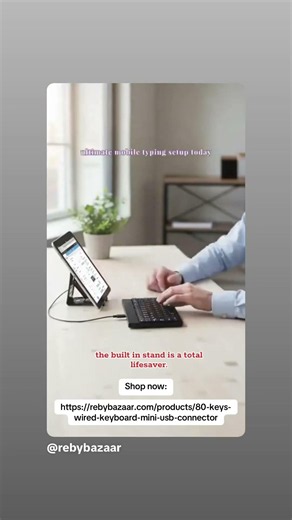 80 Keys Wired Keyboard Mini USB Connector Tablet Stand#wiredkeyboard usb #keyboard #tabletstand #fyp