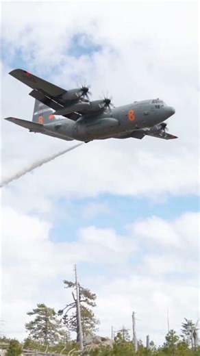 C130 Aircraft Perform Water Drop in Firefighting Training