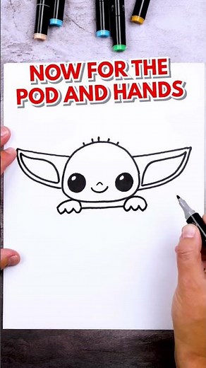 How to draw baby Grogu in his pod! #artforkidshub #howtodraw #short
