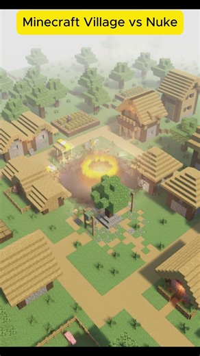 Nuking a Minecraft Village ☢️💥 #shorts #minecraft #satisfying #teardown