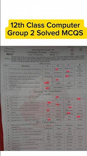 12th class Computer group 2 solved MCQs 2025 2nd year Computer paper group 2 12th Computer paper