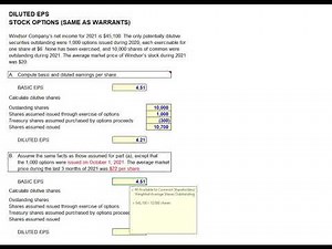Calculating Diluted EPS for Stock Options