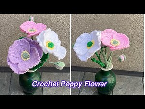 🥰How to Crochet a Poppy Flower 🌺easy Poppy Flower tutorial❤️