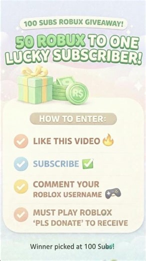 🎁 50 ROBUX GIVEAWAY AT 100 SUBS! (Join Now) 💰 #roblox #shorts #plsdonate