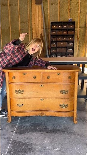ANTIQUE DRESSER TURNED VANITY! 😍 budget powder room makeover! #diy