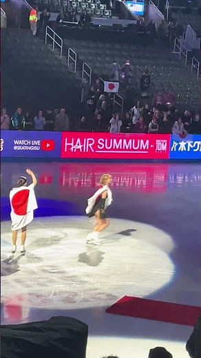Kaori Sakamoto Mone Chiba wave to crowd after getting medals. 2025 Figure Skating Worlds. Alysa Liu