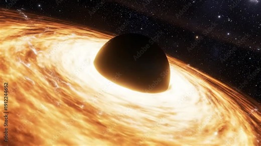 Black hole with accretion disk and stars in deep space, a cosmic phenomenon