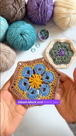 African Flower Hexagon 🤯 #crochet #crochettutorial