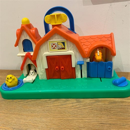 Vintage 1987 Fisher Price Animal Sounds Hide & Seek Farm Barn Push and Play Educational Retro Toy - Etsy