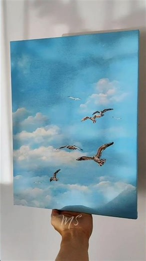“Breathing the Sky”Cotton canvas, acrylic, hand embroidery. 30 × 40 cm #embroidery #artwork