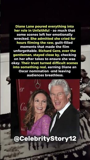 Diane Lane Cried for Hours Filming Unfaithful. Richard Gere. #shorts #celebrity #hollywood