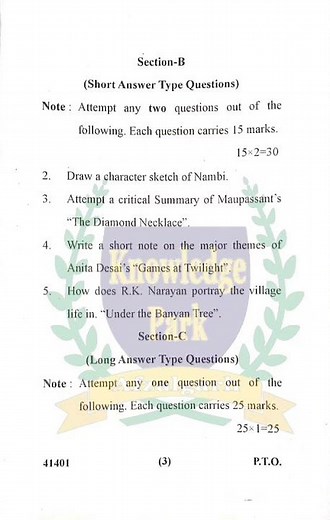 B.A Sem 1 English Literature Question Paper 2024-25 | Prose & Writing Skills-I